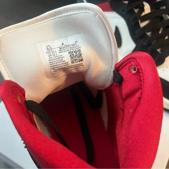 Women’s Nike Air Jordan 1 Mid Black and Red Sneakers BQ6472-061 (Red Panda) - Picture 8 of 13